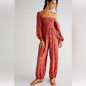 FREE PEOPLE Dahlia Embroidered Jumpsuit Womens